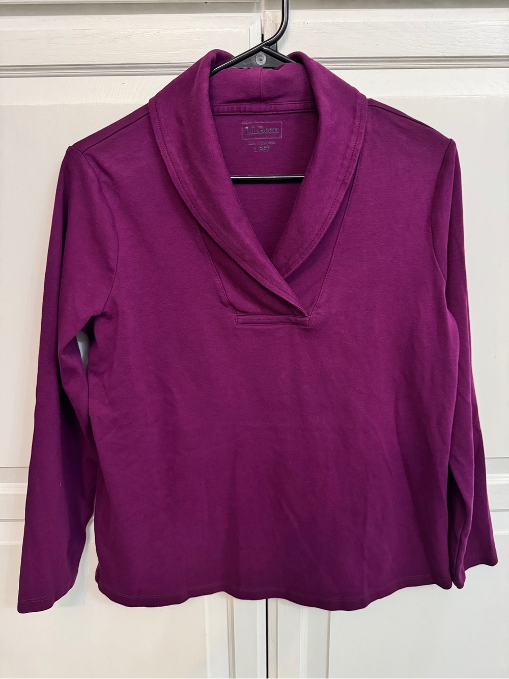 L.L. Bean Women's Shawl-Collar Pullover Dark Plum. Casual size LP